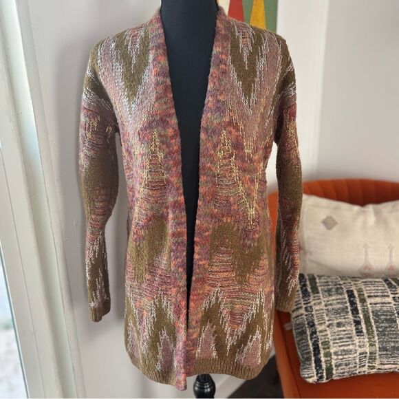 Lucky Brand Metallic Stitch Lux open cardigan sweater wool blend XS - Picture 3 of 8